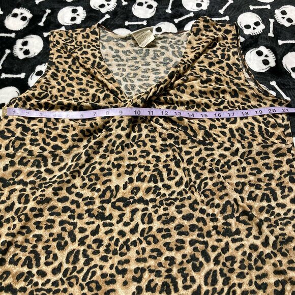 PREMIERE COLLECTION Plus-size leopard print v-neck sleeveless shirt XL 1X 2X top - Picture 6 of 12